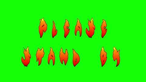 4K Animated fiery text PLEASE STAND BY effect on green screen background. Stock Footage 321168268
