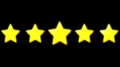 4K Animated Five-Star Customer Feedback Rating Scale on Black Background. Stock Footage 336596644