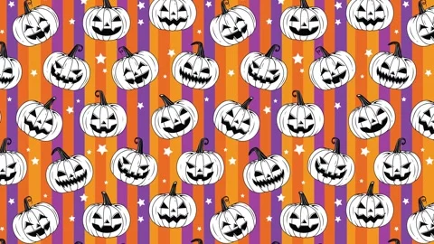 4k Animated Flat style pumpkins and leaves motion pattern design Stock-Footage 251214281