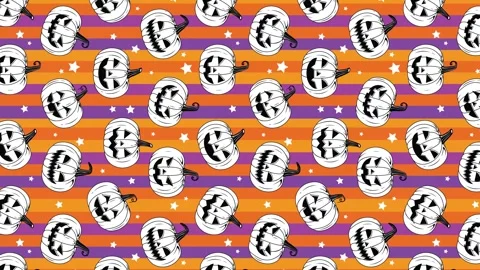 4k Animated Flat style pumpkins and leaves motion pattern design Stock Footage 251214533