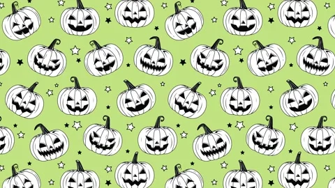 4k Animated Flat style pumpkins and leaves motion pattern design Stock Footage 251214930
