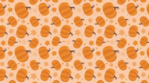 4k Animated Flat style pumpkins and leaves motion pattern design 库存影片 252761154