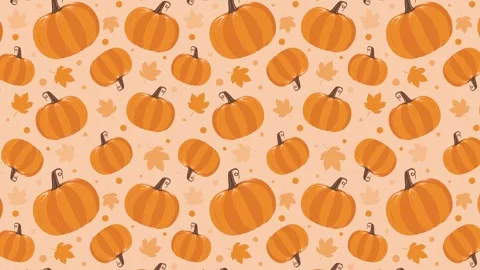 4k Animated Flat style pumpkins and leaves motion pattern design Stock Footage 252761176