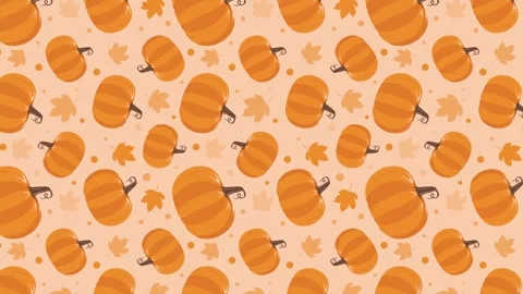 4k Animated Flat style pumpkins and leaves motion pattern design Stockbeeldmateriaal 252829274