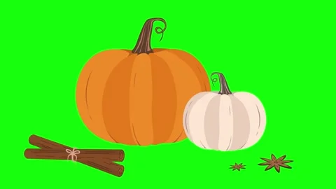 4k Animated Flat style pumpkins and leaves motion pattern design Видео 253097307