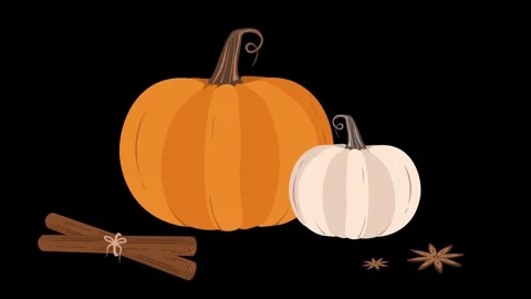 4k Animated Flat style pumpkins and leaves motion pattern design Vidéo 253097480