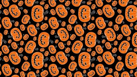 4k Animated Flat style pumpkins and leaves motion pattern design Vidéo 253097494