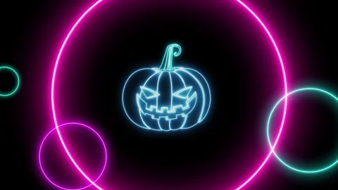 4k Animated Flat style pumpkins and leaves motion pattern design Vídeo Stock 253431969