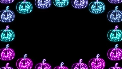 4k Animated Flat style pumpkins and leaves motion pattern design Stock Footage 253432289