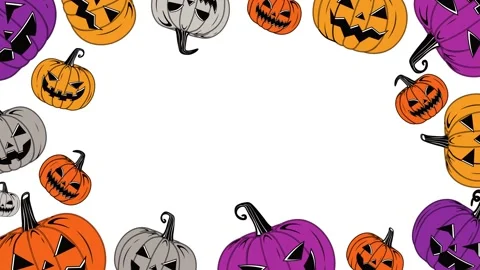 4k Animated Flat style pumpkins and leaves motion pattern design Stock Footage 253433793
