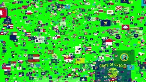 4K Animated- Flying Flag Banners of States of United States of America Stock Footage 81000145