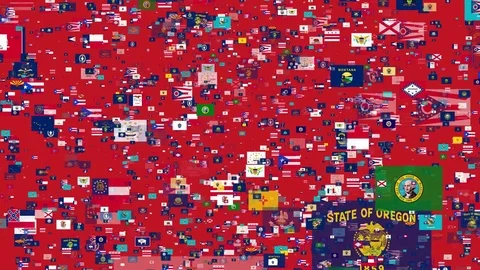 4K Animated- Flying Flag Banners of States of United States of America Stock Footage 81067959