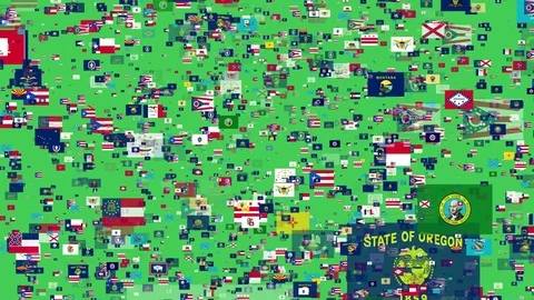 4K Animated- Flying Flag Banners of States of United States of America Stock Footage 81068426