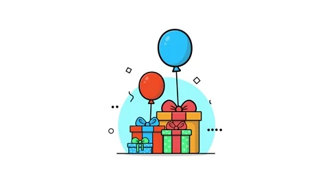 4K Animated Gift Boxes With Balloons Video Stock Footage 273770489