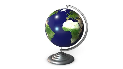 4K animated  globe in 3d - white backgroundsand looping Video stock 63046127