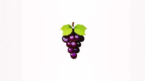 4k Animated Grape Icon Isolated on White Background Stock Footage 287873834