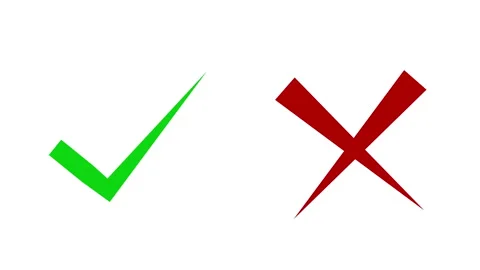 4K Animated Green Check Mark and Red Cross Symbols Stock Footage 303460685
