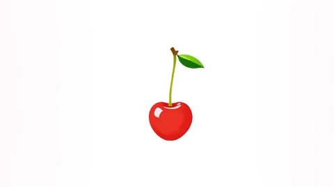 4k animated icon of a ripe cherry isolated on a white background Stock Footage 287873779