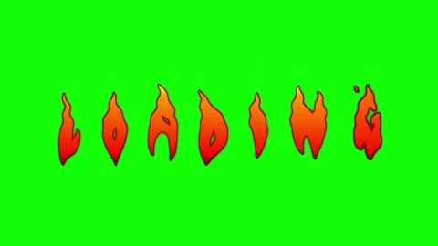 4K Animated loading screen with fiery letters on green background. Stock Footage 321170115