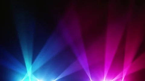 4K Animated Loop Blue And Pink Spotlights On Empty Stage Scene Stock Footage 334451166