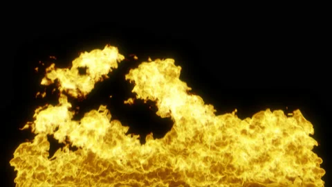 4k Animated Loop Flame Wall Background on Black Stock Footage 148171772
