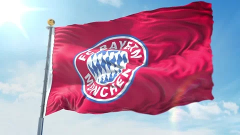 4k animated loop of a waving flag of the Bundesliga soccer teamBayern Munich Red Video stock 143347498