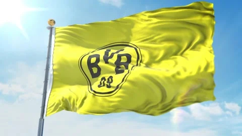 4k animated loop of a waving flag of the Bundesliga soccBorussia Dortmund Yellow Stock Footage 143347514