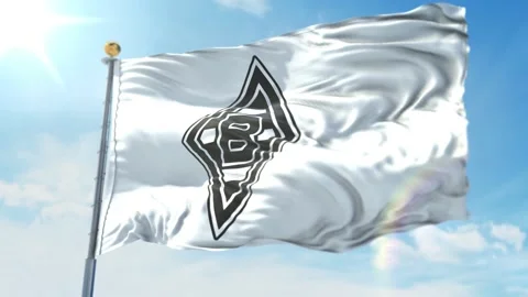 4k animated loop of a waving flag of the BundesligBorussia Mönchengladbach White 스톡 동영상 143348022