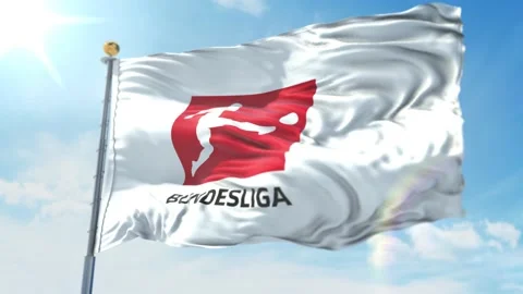 4k animated loop of a waving flag of the Bundesliga socceBundesliga Red Stroke 1 Stock Footage 143348032