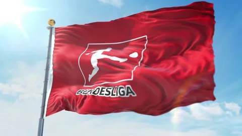 4k animated loop of a waving flag of the Bundesliga soccer Bundesliga Red Stroke Stock Footage 143348033