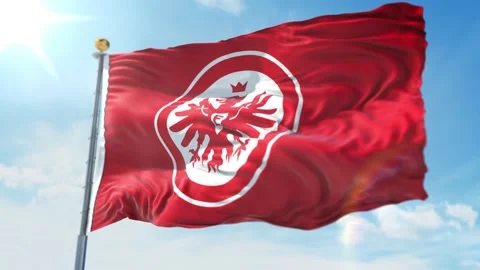 4k animated loop of a waving flag of the Bundesliga socceEintracht Frankfurt Red Stock Footage 143348447