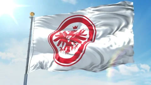 4k animated loop of a waving flag of the Bundesliga socEintracht Frankfurt White Stock Footage 143348457