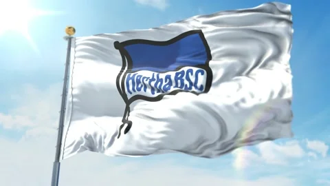 4k animated loop of a waving flag of the Bundesliga soccer team Herta White 1 Stock Footage