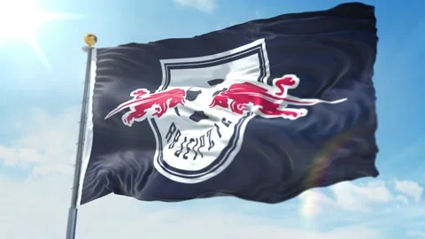 4k animated loop of a waving flag of the Bundesliga soccer team Leipzig Blue Stock Footage 143349533