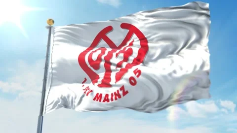 4k animated loop of a waving flag of the Bundesliga soccer team Mainz White Stock Footage 143349612