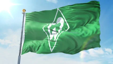 4k animated loop of a waving flag of the Bundesliga soccer teWerder Bremen Green Stock Footage 143350583
