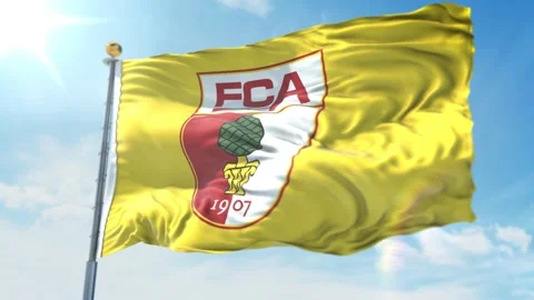4k animated loop of a waving flag of the Bundesliga soccer team Augsburg Yellow Video stock 143350620