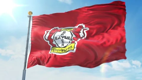 4k animated loop of a waving flag of the Bundesliga soccerBayern Leverkussen Red Stock Footage 143351123
