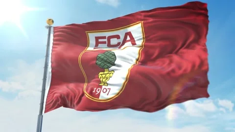 4k animated loop of a waving flag of the Bundesliga soccer team Ausburg Red Stock Footage 143351124