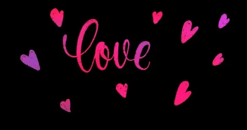 4K Animated multicolor texured background with hand drawn hearts and hand drawn Stock Footage 116304821