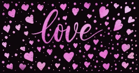 4K Animated multicolor texured background with hand drawn hearts and hand drawn Stock Footage 116484716