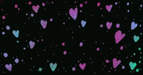 4K Animated multicolor texured background with hand drawn hearts. Fancy love Stock Footage 116485095