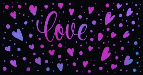 4K Animated multicolor texured background with hand drawn hearts and hand drawn Video stock 116613499