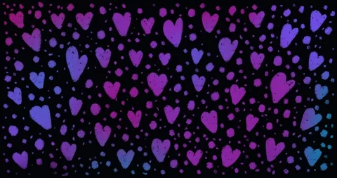 4K Animated multicolor texured background with hand drawn hearts. Fancy love Stock Footage 116613574