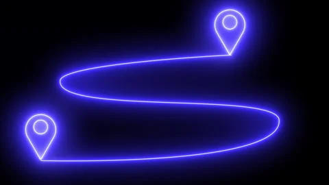 4K Animated Neon Dashed Route with Start and Destination Map Pins. Stock Footage 340183845