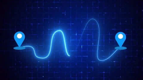 4K Animated Neon Journey Roadmap with Location Pins and Dotted Route. Video stock 337456052
