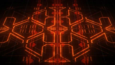 4k Animated orange technology background. 3d render of Abstract Data processing. Stock Footage 141172857