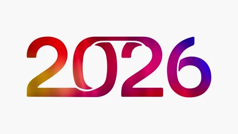 4K Animated Overlay Colorful Gradient 2026 on White Background Stock Footage 321061347