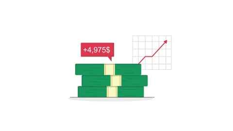 4k Animated Stack of Money Growing with Financial Chart Stock Footage 337695978