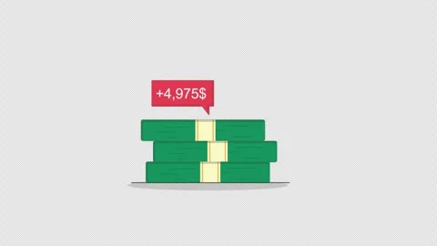 4k Animated Stack of Money Growing - Transparent Stock Footage 337696063